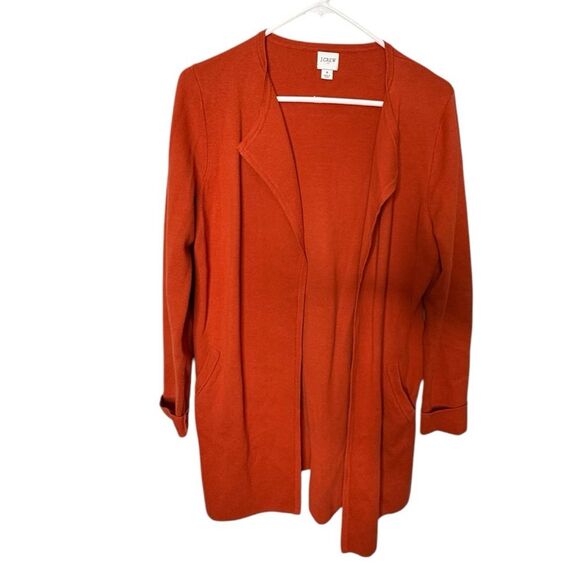 J Crew Womens Vanessa Sweater Jacket Open Front Blazer Size S Orange Cotton - Picture 1 of 8